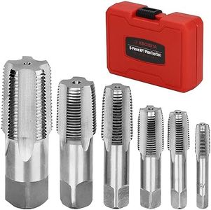 KBOISHA 6-Piece NPT Pipe Tap Set, Carbon Steel NPT Thread Forming Tap Sizes 1/8", 1/4", 3/8", 1/2", 3/4", and 1"