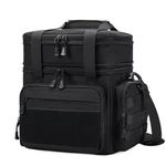 Tactical Lunch Box for Men, Insulated Lunch Bag Adult, Thermal Lunchbox Leakproof Waterproof Cooler Bag, Dual Compartment Lunch Tote, Large Lunch Pail for Work Office Camping Travel(Black)