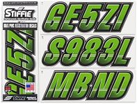 STIFFIE Techtron Team Green/Black Super Sticky 3" Alpha Numeric Registration Identification Numbers Stickers Decals for Sea-Doo Spark, Inflatable Boats, Ribs, Hypalon/PVC, PWC and Boats.