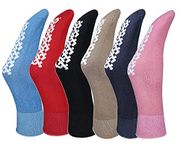 6 Pairs of Womens Diabetic Non Skid/Slip Medical Cotton Quarter Crew Length Socks, Rubber Gripper Bottom Hospital Fit's Shoe size 6-9, Multicolor, 6 Pair (Pack of 1)