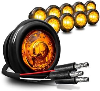 TRUE MODS 10pc 3/4" Inch Round Amber Trailer 12V LED Marker Light [3 Wire/DRL & Turn Signal] [DOT FMVSS 108] [SAE P2PC] [Semi-Spherical Output] [IP67 Waterproof] Small Marker Lights for Trailer Truck