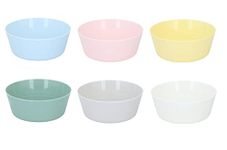 Invero Set of 18 Children's Colourful Plastic Bowls - Unbreakable, Stackable, Reusable Tableware Serving Bowl Set - Microwave and Dishwasher Safe - Cereal, Fruits, Snacks or Rice