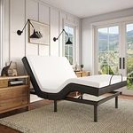 Adjustable Comfort Upholstered Adjustable Bed Base 2.0 with Upgraded Motors, Massage, Wireless Remote, USB Port-Ergonomic Head and Foot Inclines, Twin XL