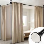 Room Divider Curtain Rod - No Drilling Tension Rod Room Dividers for Space Partitions, 4-10ft (H) 28-114 inch(W) Adjustable Heavy Duty Floor to Ceiling Wall Divider for Room Separation Matte Black