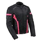 Milwaukee Leather MPL2794 Black and Pink Mesh/Textile Armored Motorcycle Racer Jacket for Women - All Season Jackets - Small