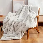 Cozy Bliss Faux Fur Throw Blanket f