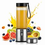 Goodscity Blender For Smoothie And Juices | Portable Hand Blender For Kitchen | Premium Usb Rechargeable Fruit Juicer Machine | 450Ml BPA FREE Food Grade Glass Jar| Long Battery Life |1 Year Warranty