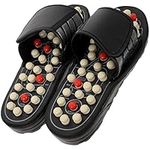 Milisten Acupoint Foot Massage Slipper Reflexology Sandals Anti-Slip Indoor Massage Shoes with Removable Rotating Acupuncture Points Size 38 Black