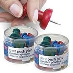 Officemate Giant Push Pins, 1.5" Assorted Colors, 2 Tubs of 12 (92905)