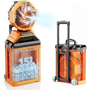 15L Bucket Portable Misting Fan, 30000mAh Rechargeable Battery Powered Oscillating Cooling Fan, 4 Strong Winds, Brushless Motor Outdoor Fans for Fishing, Travel, Garden, Golf, Tent