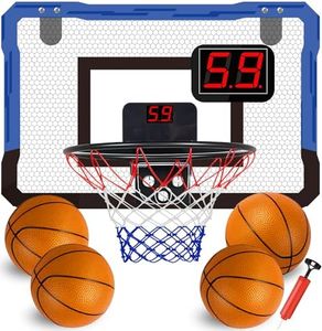 KAEGREEL Indoor Basketball Hoop for Kids Mini Basketball Hoop & 4 Balls Audio Scoreboard Net Over the Door Room Panier Basketball Interieur Sport Game Gifts Toys for Boys 4 5 6 7 8 9 10 11 12 Year Old