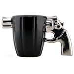 BonZeal 3D Ceramic Birthday Gift for Dad Golden Revolver Shape Gun Mug Tea Coffee Mug Silver, Gift for Brother, Gift for Friend, Retirement Gift for Father, Gift for Birthday, Mug for Coffee 400 ml