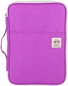 Multi-Functional A4 Document Bags, Portfolio Pouch Travel Binder Organizer Zippered File Folders for Notebooks Pens Board Games Travel School Office Supplies(Purple)