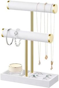 bussdis 2 Tier Bracelet Holder Display, Necklace Holder Organizer, White