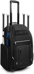 Rolling Baseball Bag with Wheels, Large All-Terrain Wheeled Softball Bag Holds 4 Bats, Water-Resistant Baseball Roller Backpack with Shoe Compartment and Fence Hooks for Players and Coaches, Black
