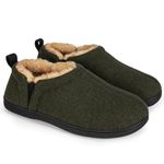 Snug Leaves Mens Slippers Memory Foam Faux Wool Warm Anti-Slip House Shoes Olive Branch，10-11 UK