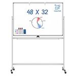 Large Rolling White Board, 48 x 32 