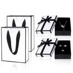 Nideen 2 Pack Jewellery Gift Box with Gift Bag, 9× 7× 3cm Gift Boxes for Jewellery Necklace Bracelet Gift Box for Anniversary, Birthday, Wedding(White)