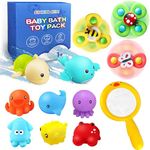 CHESLICR Baby Bath Toys Gift for Toddlers Kids Year Old Age 1 2 3, Infant Bathtub Toys Set with Suction Cup Spinners, Animal Toys, Swimming Toys, Easter Basket Christmas Stocking Stuffer for Toddlers