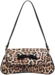 MakeMeChic Women's Faux Leather Leopard Print Bow Flap Shoulder Bag Top Handle Purse Y2K Handbags Multicolor A One-Size