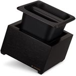 Navaris Coffee Knock Box - Stainless Steel and Wood Bin for Espresso Machine Grounds - With Silicone Bar for Knocking Portafilter Filter Grinds - Black/Black