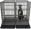 BOLDBONE 54 inch Heavy Duty Indestructible and Escape-Proof Dog Crate Cage Kennel for Large Dogs, High Anxiety Dog Crate with Removable Wire Trays and Wheels, Extra Large XL XXL, Black