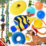 KIPRITII Assorted Dog Chew Toys Tailored for 25-50lbs Dogs-14 Pack Various Puppy Toys Dog Teething Toys for Boredom with Rope Toys, Dog Treat Balls & Squeaky Toys for Small, Medium & Large Breeds