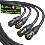 XLR Cable 3M 2 Pack, Gold-Plated Neutrik REAN Connector, Kevlar-Reinforced Nylon Braided Microphone Cable, Noiseless Balanced XLR Male to Female Mic Lead for Shure, RODE, Audio-Technica, Fifine, Stagg