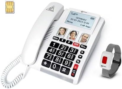 Geemarc CL9000 - Cordless Desktop Home Phone - Wireless Emergency Response Telephone with Amplified Receiving Volume and Photo Memories - Only Works with SIM Card - UK Version