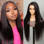 SUPERLOOK Wear and Go Glueless Wigs Human Hair Pre Plucked Pre Cut for Beginners 24 Inch Straight Lace Front Wigs Human Hair 220% Density Glueless 5x5 HD Lace Closure Wigs Human Hair Straight Wigs Human Hair for Women