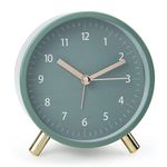 AOLOX Alarm Clock 4.5" Bedside Analog Alarm Clock for Bedroom Battery Operated Round Clock with Backlight, Green