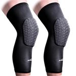 COOLOMG Pair Kids Adult Crashproof Basketball Knee Pads Long Sleeves Leg Support Compression Protective Gears Black S