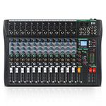 XTUGA CT120 12 Channel Audio Mixer for PC Recording Professional Sound Mixer Built-in Digital Effect Studio Mixer with 48V Phantom Power,RCA Input/Output,MP3,Bluetooth,EQ