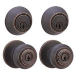 Amazon Basics Exterior Knob With Lock and Deadbolt, Classic, Oil Rubbed Bronze, Set of 2