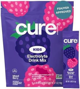 Cure Hydration - Kids Electrolyte Drink Mix | Plant-Based Pediatrician Formulated Rehydration | No Added Sugar, Non-GMO, Gluten-Free, No Artificial Flavors | Pouch of 14 Packets - Mixed Berry