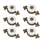 MengH-SHOP Cabinet Knob Round Door Knobs Vintage Ceramic Pull Handle with Screws for Cabinet Wardrobe Drawer Cupboard 6 Pcs Copper & White