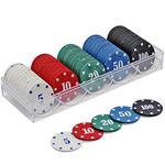 KAYSENSUK 100PCS Poker Chips Set, Casino Quality Chips for Poker, Blackjack and Casino Games, Includes Poker Cards and Accessories, Ideal for Casino Parties, Numbered Poker Chips with Deck Box