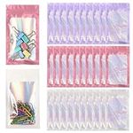 90pcs Resealable Foil Holographic Bags,Color Aluminum foil Self Sealing Bags,Reusable Sealed Storage Bags for Spice,Food,Sweets,Food Storage,Jewelry And Other Small Items(3 colors)