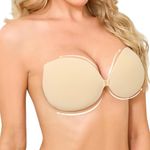 OMGREAT Stick on Bra - Sticky Bra Adhesive Push Up Bra for Women, Backless Strapless Reusable Invisible Bra for Backless Dresses, Wedding, Party, Enhance Cleavage Lift Beige E