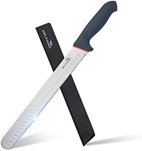 DELFINA 12 Inch Brisket Slicing Knife W/Sheath & SoftGrip Handle, Sharp Premium Carving Slicing Knife For Meat Cutting, Great for Slicing Roasts, Meats, Fruits and Vegetables