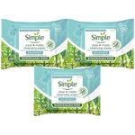 3 Pack of Simple Daily Skin Detox Clear + Matte Cleansing 20 Wipes For Oily, Blemish-Prone Skin Deeply Cleanses, Remove Make-up, and Mattifies, No artificial perfume or color