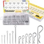 Glarks 300Pcs 12 Size Cotter Pin and Hair Pin Assortment Kit 2 Style Zinc Plated Steel Hitch Pin Hair Pins R Clips Key Fastner Fitting Set for Automotive, Mechanics, Cars, Trucks, Lawn Mower Use