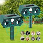 2 Pack Solar Ultrasonic Animal Repellent 2024 Outdoor Cat Deterrent with Motion Sensor for Cat Deer Rabbit Squirrel Skunk Dog, Waterproof Deer Repellent Devices Skunk Repellent for Yard Lawn Garden