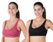 B-SOFT Cotton Polyester (Msb-204 Premium Seamless Non-Padded Wire Free Slip On Sports Bra Low Impact Workout & Activewear Sports Bra For Women-(Pyazi_Black)_34