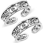 Amazon Brand - Anarva Women's Floral Toe-Ring in 925 Sterling Silver BIS Hallmarked