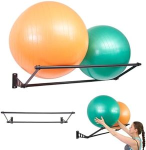 Soporte De Pared Para Pelotas De Ejercicio | Organice Su Espacio | Para Pelotas De Yoga, Pelotas De Fitness Y Pelotas De Estabilidad | Para Gimnasios, Estudios Y Gimnasios En Casa | Negro Mate