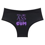 Kaerm Women's Funny Print Panty Thong Soft Breathable Underwear Low Rise Fun Flirty Boy Short Panties Purple L