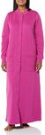 AmeriMark Women's Fleece Snap Front Long Bath Robe w/ Patch Pockets & Neck Cuff, Plumberry, Medium