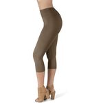 SATINA High Waisted Super Soft Capri Leggings - 20 Colors - Reg & Plus Size (One Size, Tan)