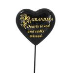 Special Grandma Black & Gold Lily Flower Memorial Tribute Stick Graveside Plaque